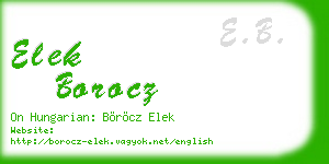 elek borocz business card