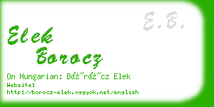 elek borocz business card